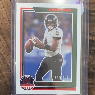 Panini 2021 Chronicles Stars & Stripes Lamar Jackson #STS-LJA Red /199 Ravens