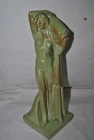 Frankoma Green And Brown Nude Woman Holding A Large Vase Numbered 328 & Signed