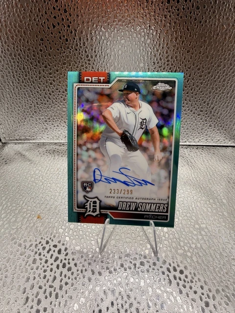 2026 Topps Chrome Baseball #RA-DSO Drew Sommers On Card Auto Aqua /299 Tigers