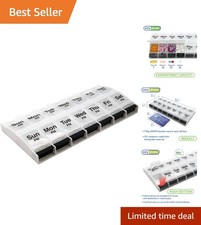 Durable Clear/Black 7-Day Pill Organizer with 14 Compartments for Easy Access