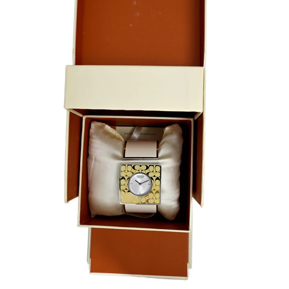 Reloj Brazalete Coach Damas Cuarzo Suizo Esmalte Oro Blanco Caja Papeles Foto 4 de 4