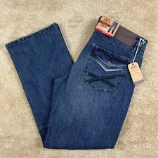 TK Axel Denim Jeans Mens 35x32 Dark Blue Obscure Slim Boot Stretch AXMB0075