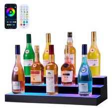 Uimoso LED Illuminated Liquor Bottle Display Shelf, 3-Tier, 24-Inch Acrylic