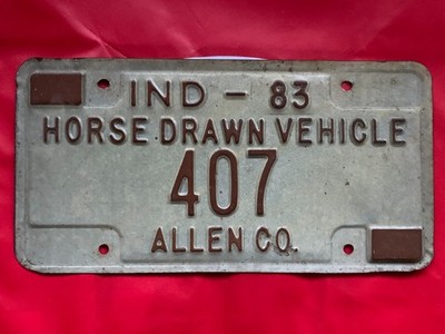 ALLEN INDIANA 1983 AMISH BUGGY LICENSE PLATE Horse Drawn ARTS & CRAFTS DEC0 #407