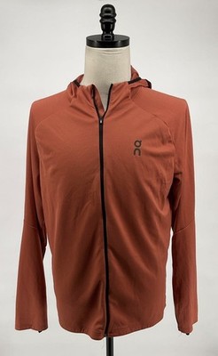 On Cloud Climate Zip Hoodie Men's Largr Orange Stretch Swiss Sweat