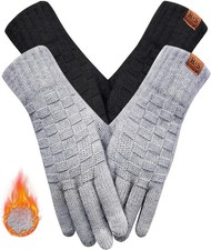 REACH STAR Winter Gloves for Women-Upgraded Touch One Size, Black light Gray