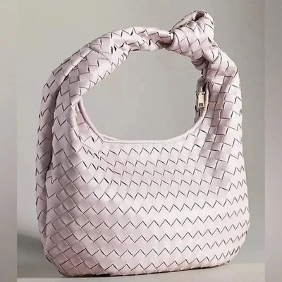Melie Bianco Anthropologie Brigitte Woven Satchel Shoulder Bag Purse Gray