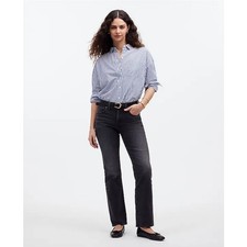 Madewell Mid Rise Kick Out Ankle Washed Black Raw Hem Jeans US Women's 25T New