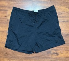 Vintage Nike Black Nylon Shorts Embroidered Logo 90s White Tag