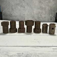 Antique Industrial Hex Socket Tool Lot Detroit Automotive Iron Dies Nut Drivers