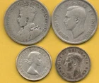 4 SILVER Canadian coins 2-dimes 1952 1960 2-quarters 1943 ?