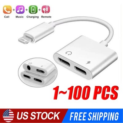 For iPhone 14 13 12 Pro Max to 3.5mm Headphone Jack Adapter Audio Splitter Lot