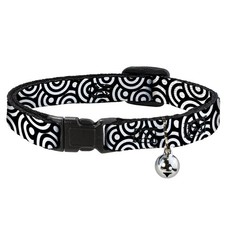 Cat Collar Breakaway with Bell Bullseye Stacked Black/White NARROW Fits 8.5-12"