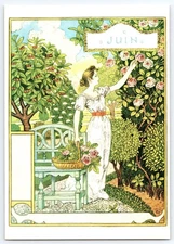 Vintage 1896 Eugène Grasset Art Postcard 'La Belle Jardinière' Juin
