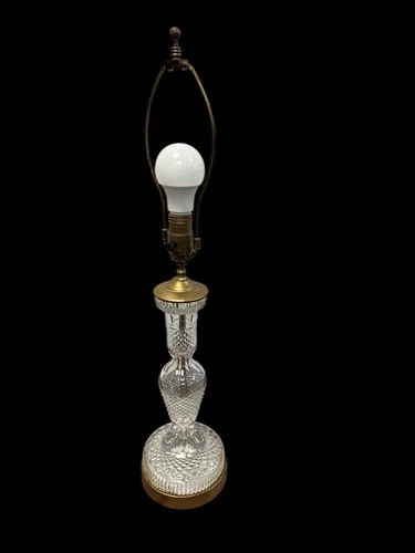 Vintage Waterford Crystal Candlestick Style Electric Table Lamp 25" Tall