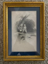 The Wreck: Print for Godey's Lady's Book - Antique 1840 Framed Engraving w/COA