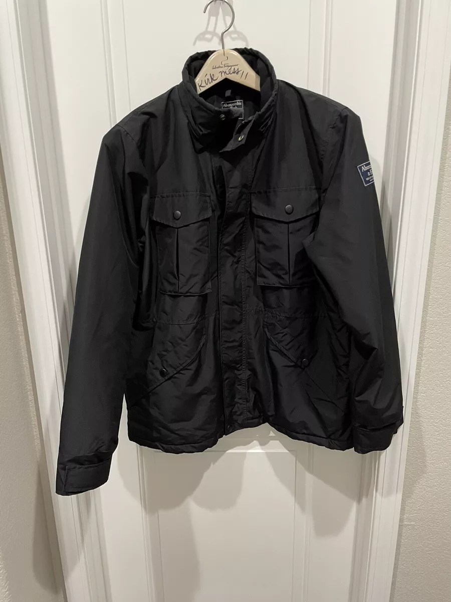 Abercrombie & Fitch Men’s Black All Season Wind & Water Resistant Hooded Jacket Abercrombie & Fitch Men’s Black All Season Wind & Water Resistant Hooded Jacket