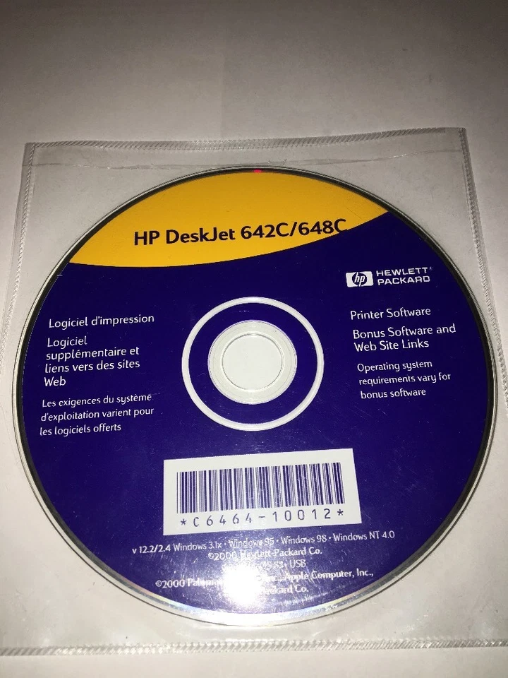 HP Deskjet 642C/648C WINDOWS 3.1x,95,98,NT 4.0,v 3.1 Mac OS 8.1&USB CD COMP SOFT - Image 2 of 4