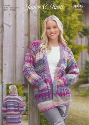 James Brett Damen Marmor Grobstrickmuster Langarm Strickjacke JB842