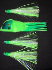 High Percentage Salmon Trolling Flies And Bait/Meat Rigs- Green Chart UV/ Glo