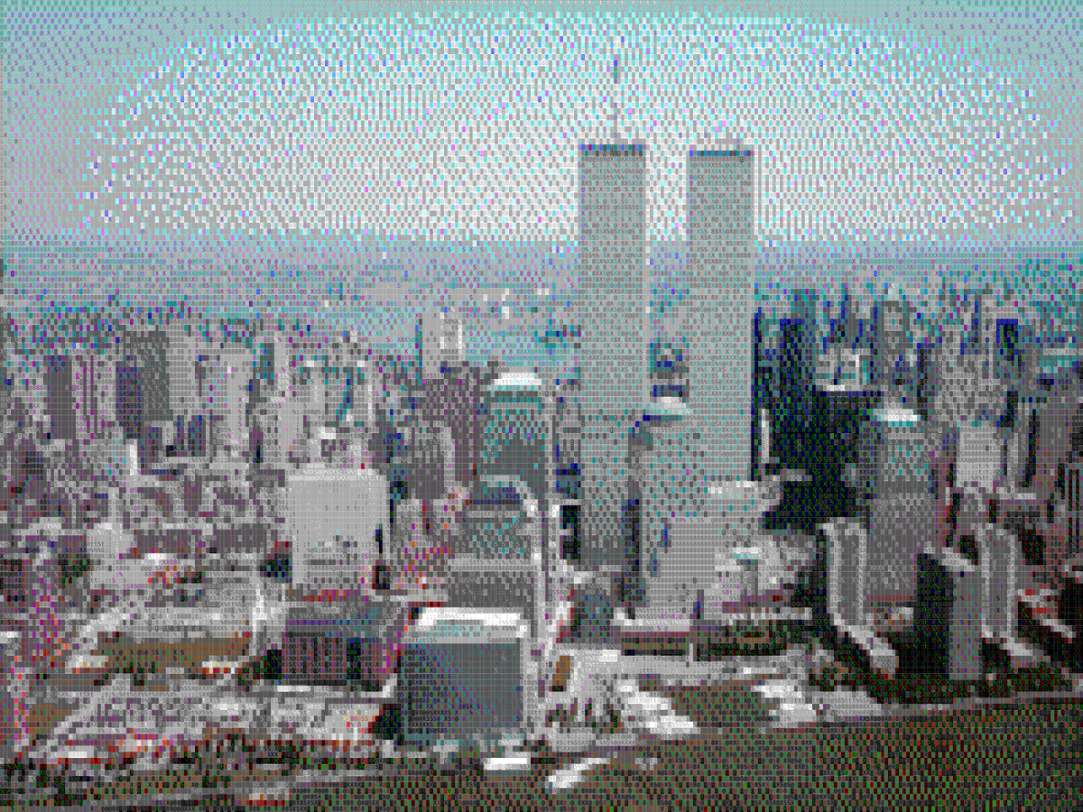 New York City Skyline Original WTC ANSI ASCII Aerial Photo Poster