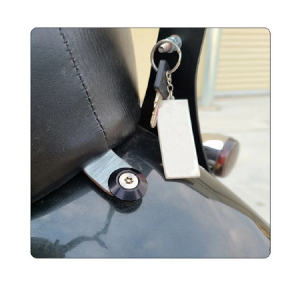 Anti-Theft Seat Bolt For Harley Davidson - Stainless Steel With Snake Eye CNC Ring, 1/4-20 Thread 9 thumbnail image