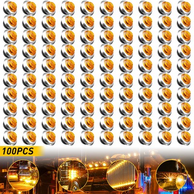 20/50/100PCS LED Marker Lights 3/4'' Truck Trailer Side Lamp With Stailness Base