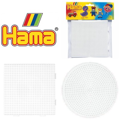 x2 Large White Hama Beads Peg Boards x1 Interlocking Square x1