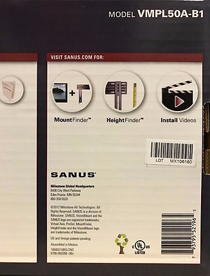 Sanus VisionMount VMPL50A Wall Mount for Flat Panel Display for