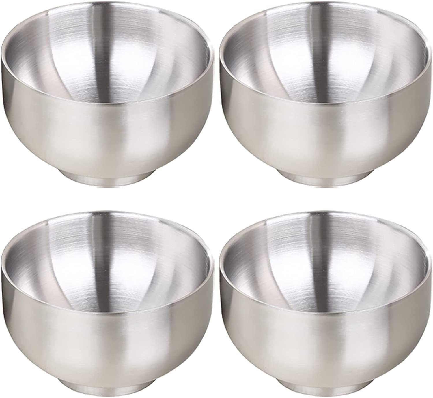 19 Oz Stainless Steel Soup Cereal Bowls, 4-Piece Salad Rice Dessert