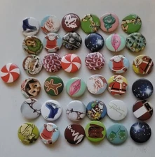 Funny Small Christmas Buttons Santa 1.25"  Lapel Badge Pinbacks ●LOT of 62●