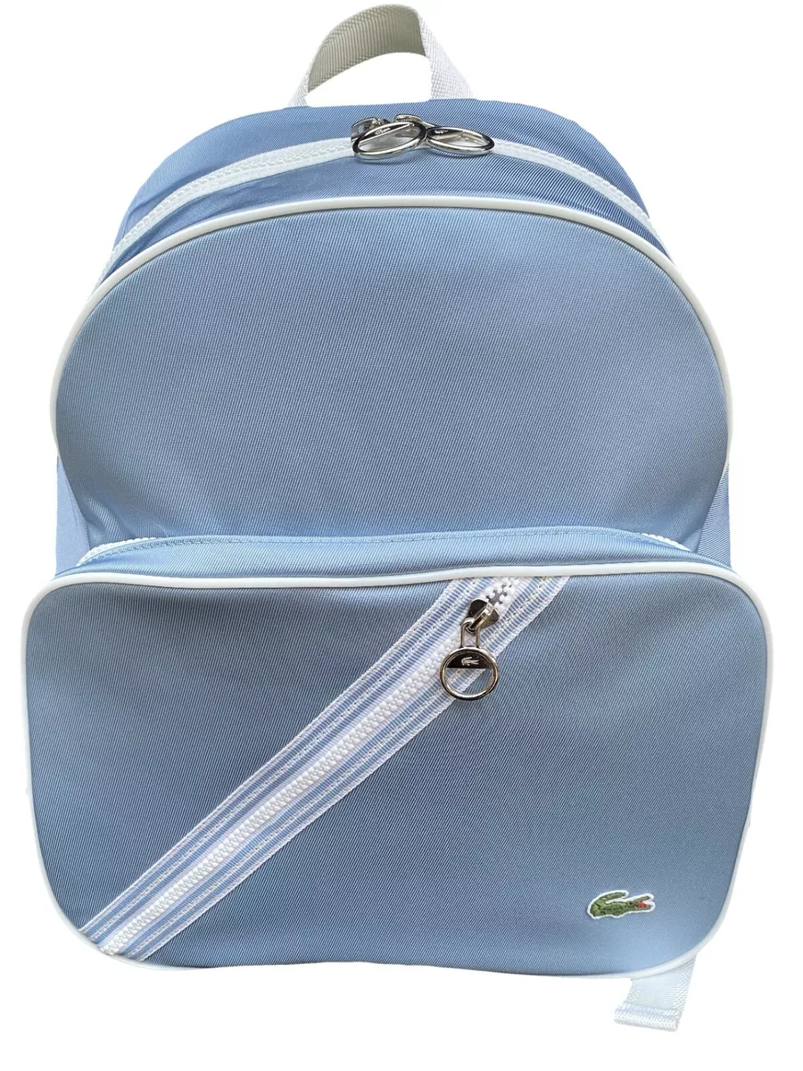 New Vintage LACOSTE M80 BACKPACK BAG Sport Fashion 7 Silver Blue