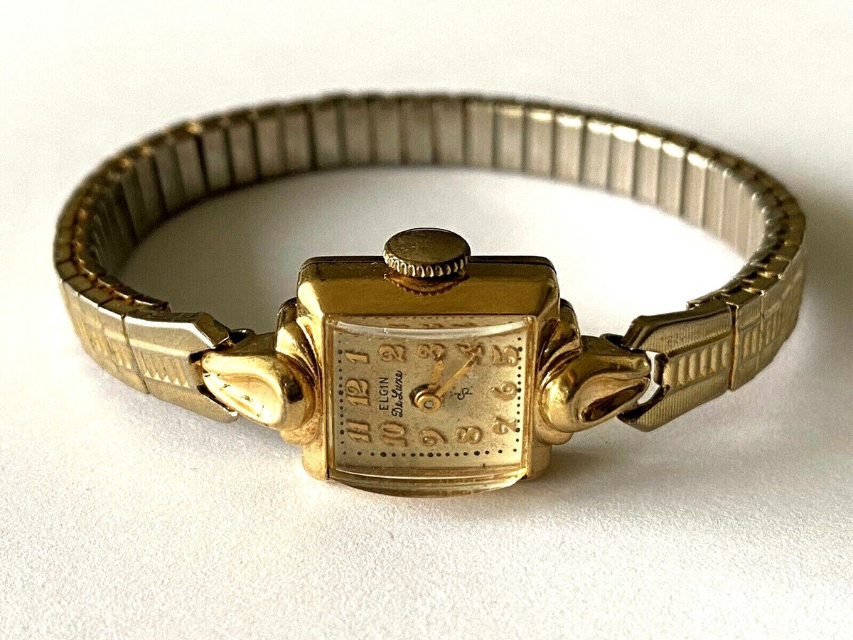 Art Deco Elgin De Luxe Wind Up Classy 10K Gold Filled L&K