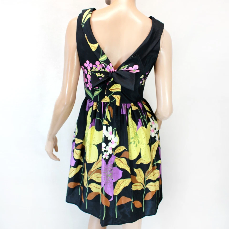 Vestido Corey Lynn Calter Vintage Años 50 Estilo Estampado Floral Mezcla Seda Forrado Talla 2 Foto 4 de 4