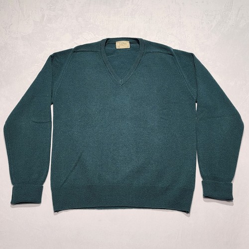 Vintage 90er LL Bean Lammwolle V-Ausschnitt adretter Stil Pullover Herren L hergestellt in den USA