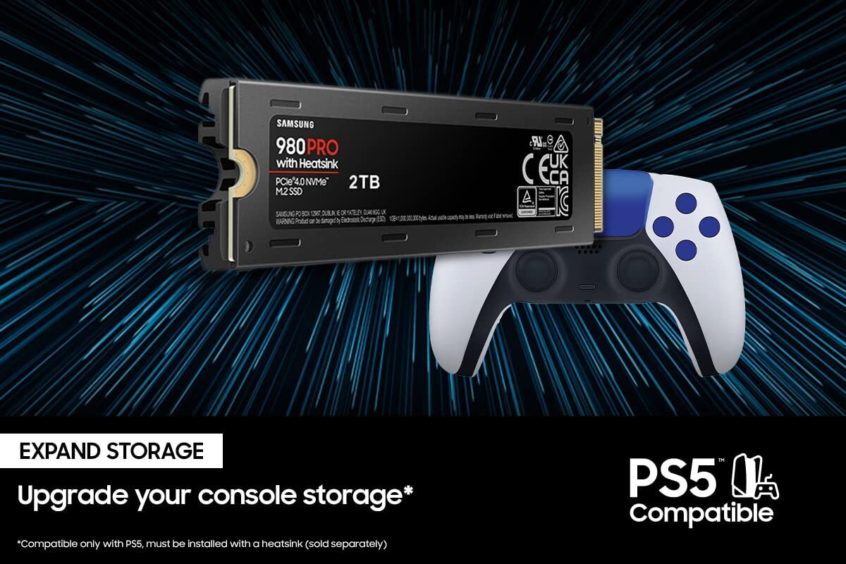 SAMSUNG 980 PRO SSD Heatsink 1TB PCIe Gen 4 NVMe M.2 PS5