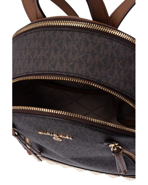 ?MICHAEL KORS BROOKLYN BACKPACK BROWN LOGO PYRAMID STUD  display picture 3