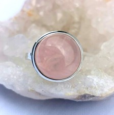 Ring mit Rosenquarz, 925er Silber , Gr. 19,1 - Rosa -