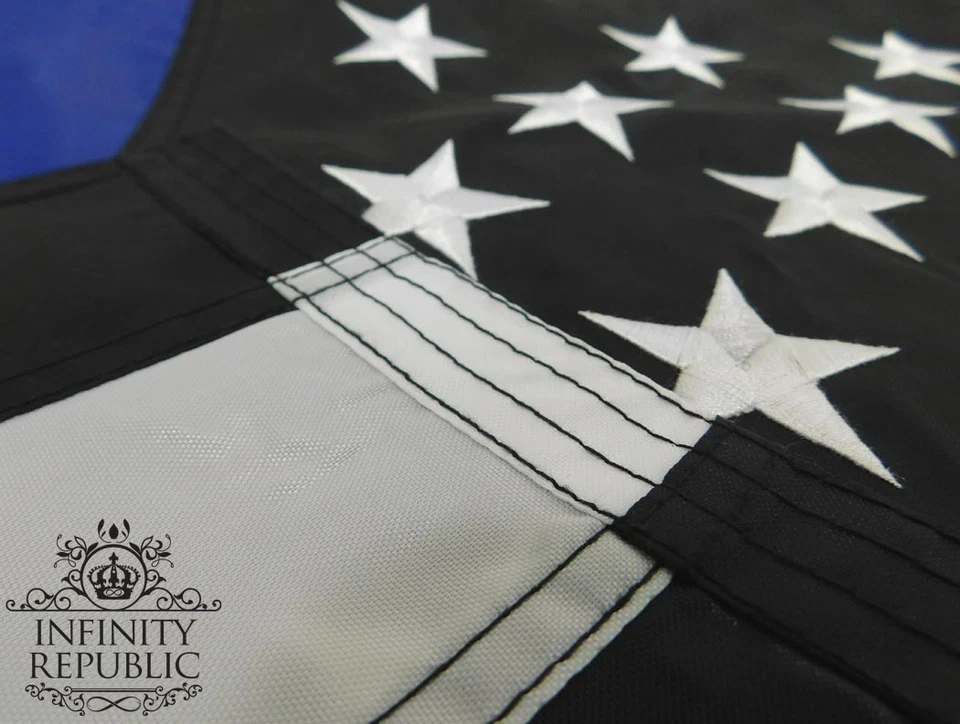 Bandera Bordada Delgada Azul Verde Línea Roja 3x5 Policía Bomberos Militares EE. UU. Línea Delgada Foto 4 de 4