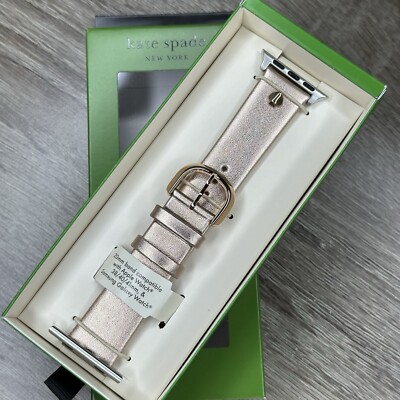 Kate Spade Metallic Rose Gold Leather Apple Watch Band 38mm