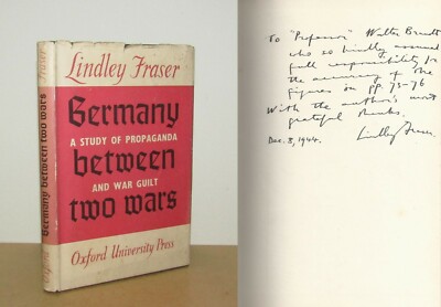 Lindley Fraser - Germany Between Two Wars - Signed - 1st/1st (1944 First Ed DJ)