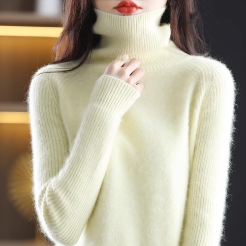 Damen Kaschmir Wolle Rollkragen Langarm Pullover Strickpullover Pulli - Bild 15 von 34