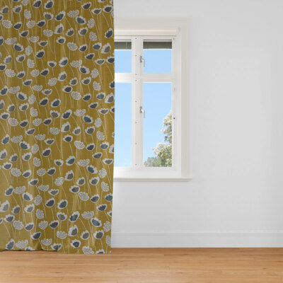 SCHÖNER LEBEN. Vorhang Clara Saffron Blumen senfgelb 245cm o. Wunschlänge