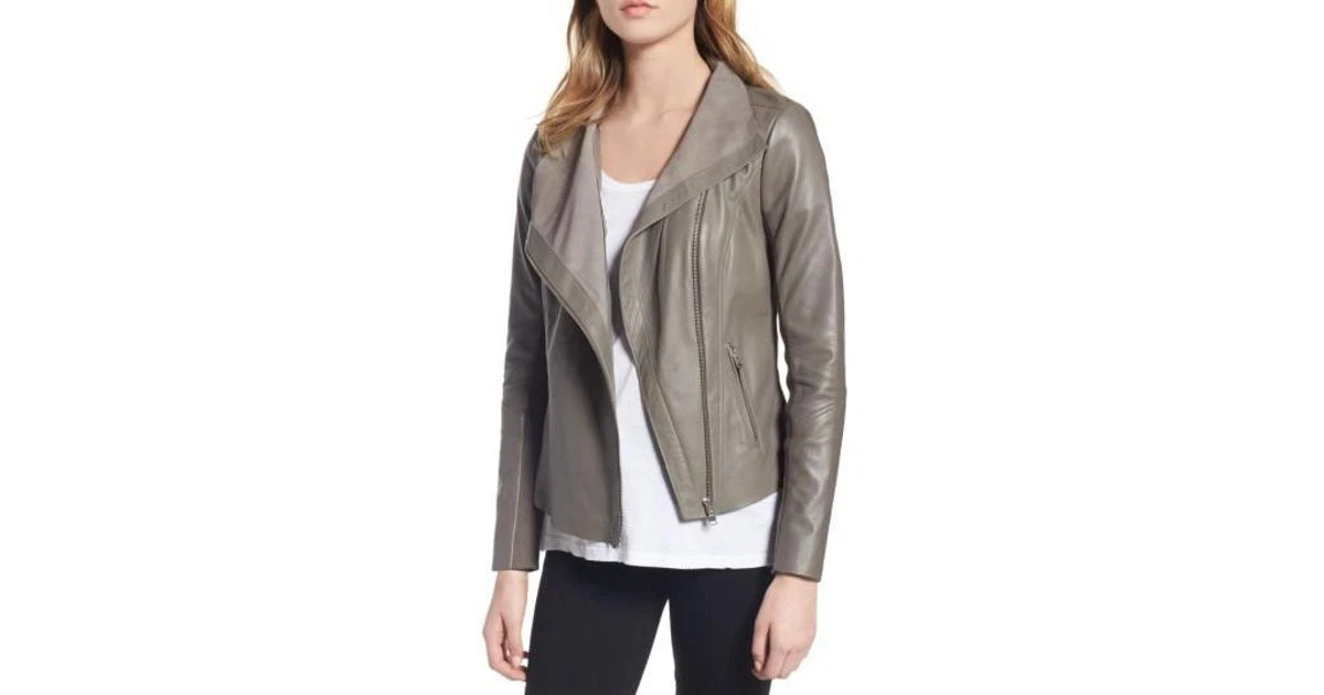 Trouve raw edge leather jacket sales