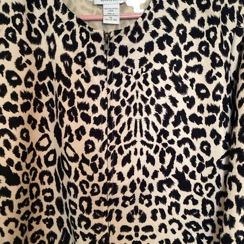 Cathy Daniels Size XL Animal Print Suede Jacket Zip Front - Picture 3 of 5