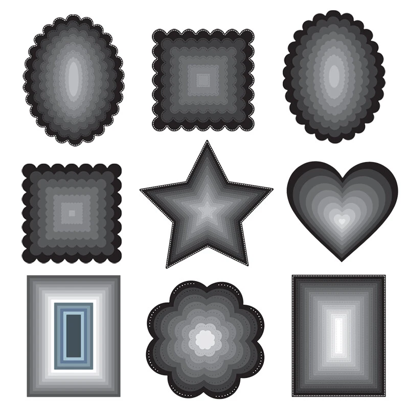 Rectangular Frame Stars Circle Metal Cutting Dies for DIY Scrapbooking - Image 2 of 4