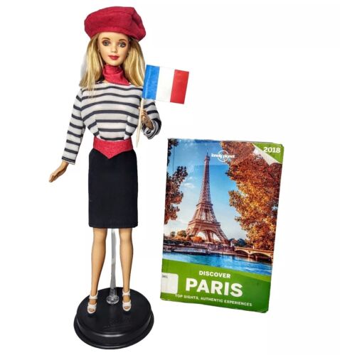OOAK Fashion Doll Beret Outfit French Flag Paris France Eiffel Tower Travel Book