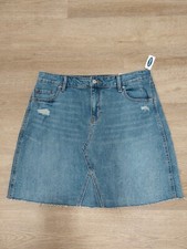 NWT/OLD NAVY/SKIRT/SZ.10/WOMEN'S/A-LINE/SHORT/DISTRESSED/BLUE/DENIM/RAW HEM/