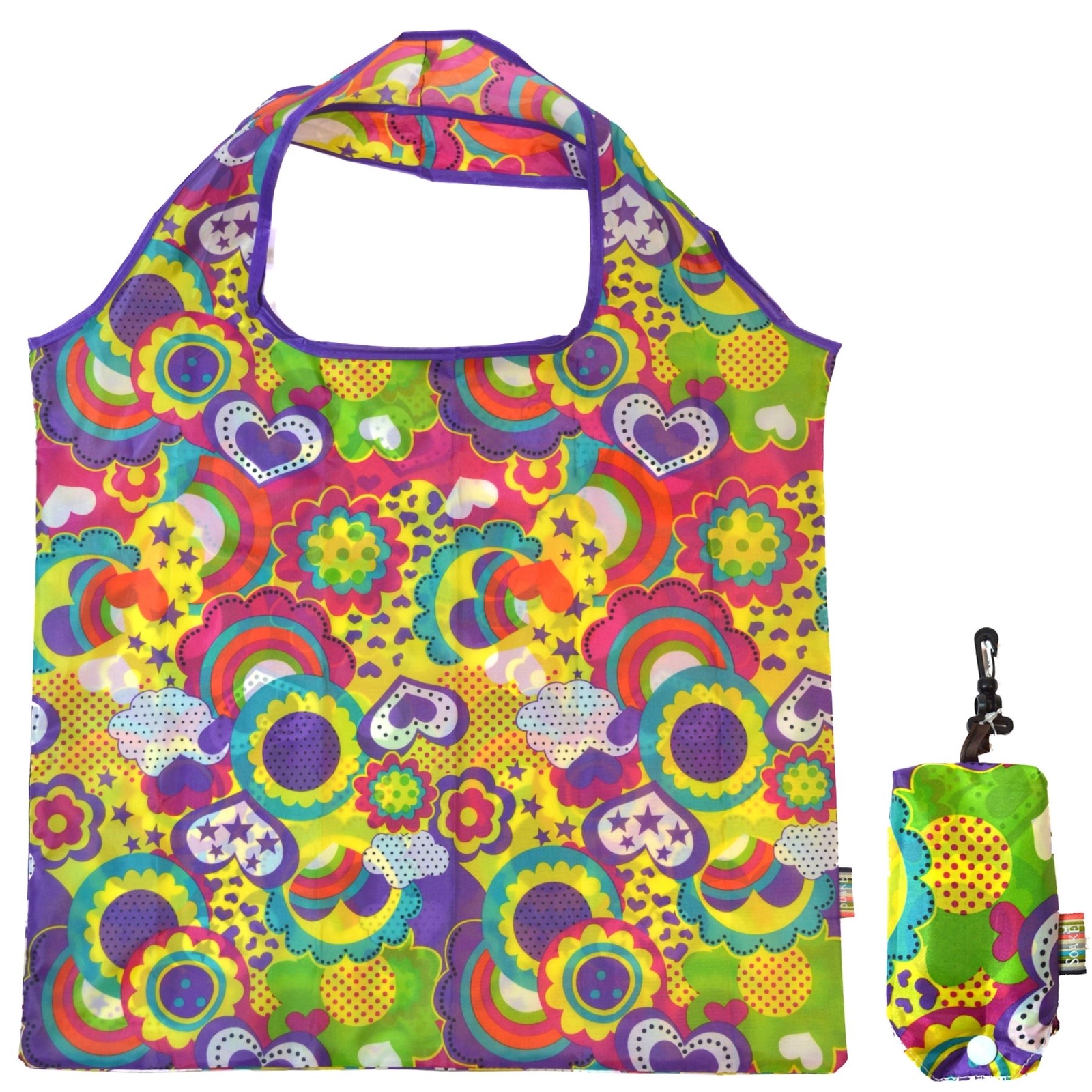 Reusable Shopping Bag Eco Friendly Heart Floral Pattern Handbag - Soake