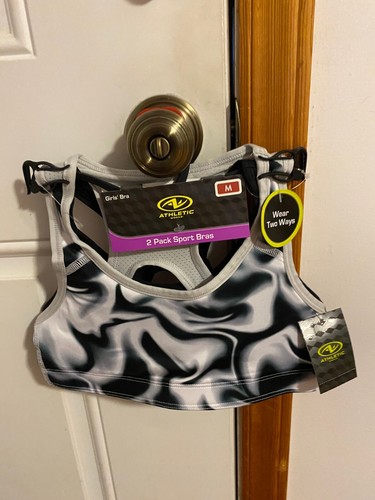 NEW GIRL'S SIZE MEDIUM ATHLETIC WORKS 2 PACK SPORTS BRAS BAND SIZE 32 - Picture 5 of 8